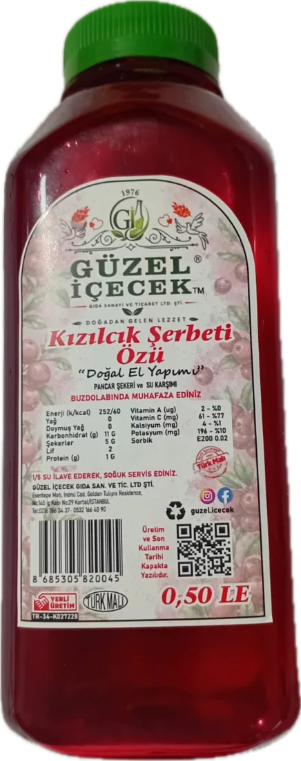 Kızılcık Şerbeti Özü 0,50 litre şişe